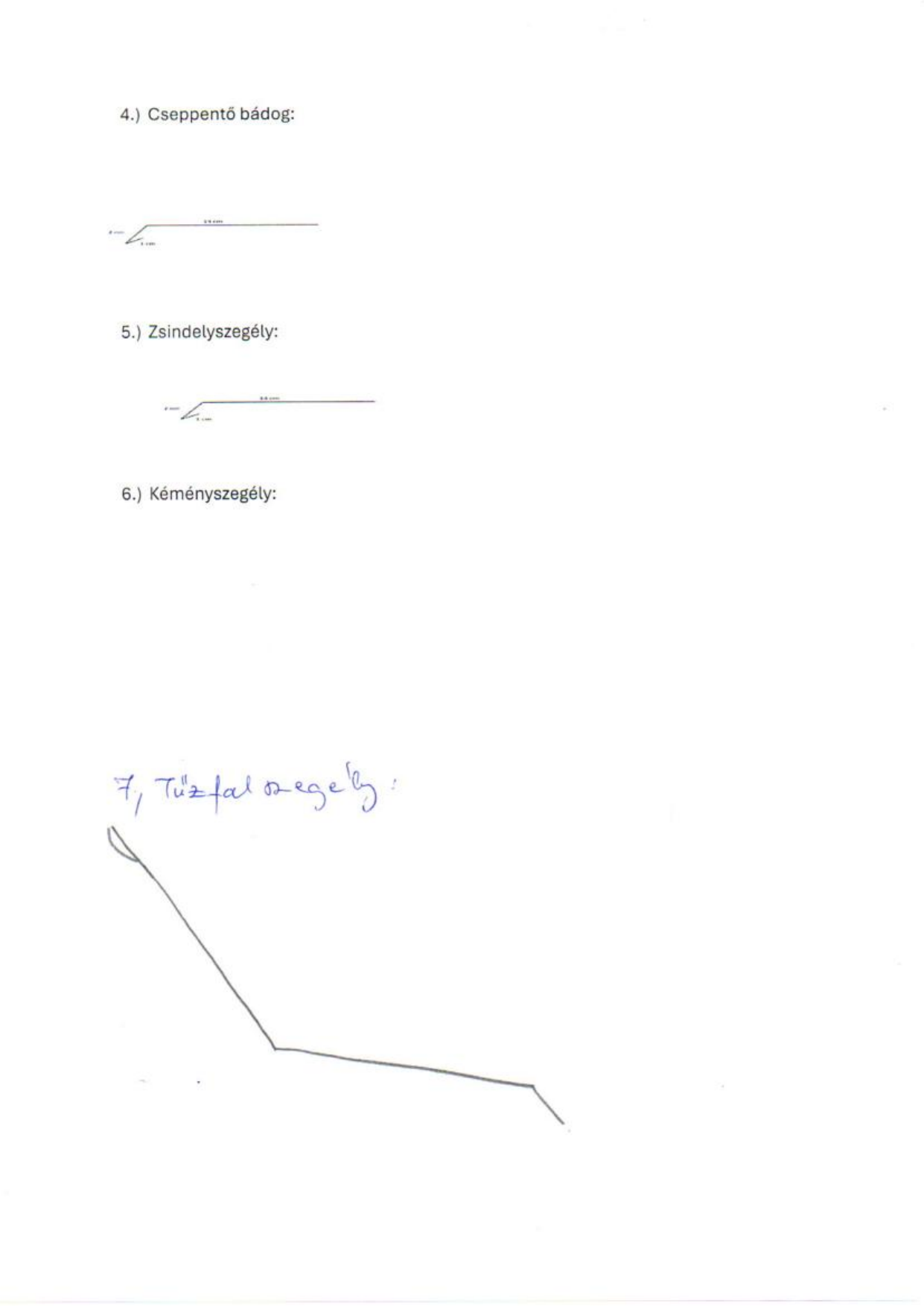 Cseppentő, zsindelyszegély, tűzfalszegély profilrajz